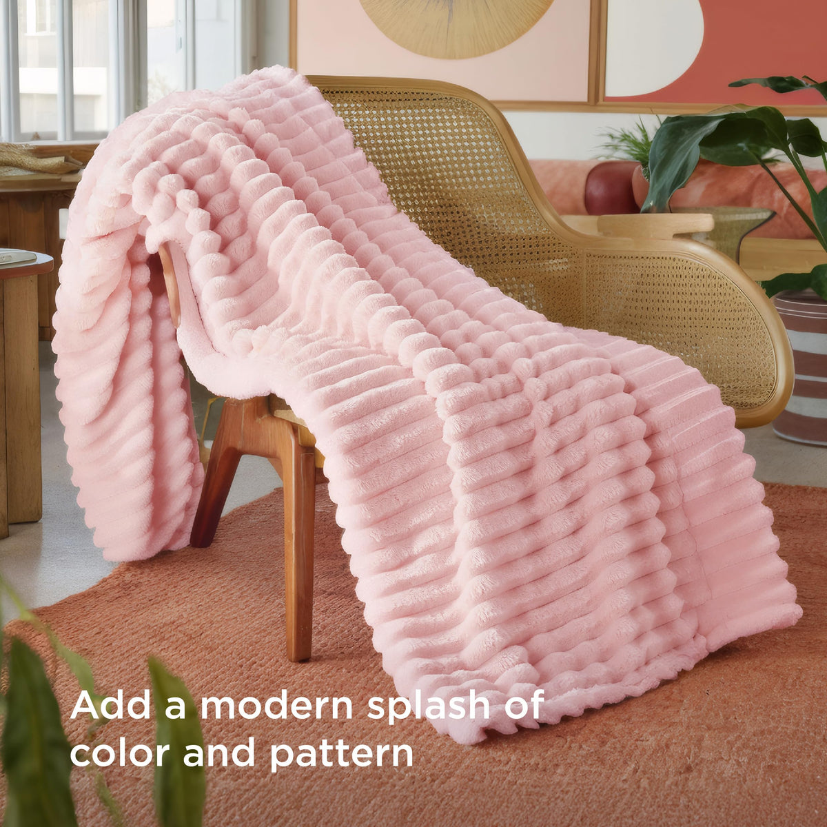 Bedsure GentleSoft stripe texture detail enhances room decor with soft comfort.