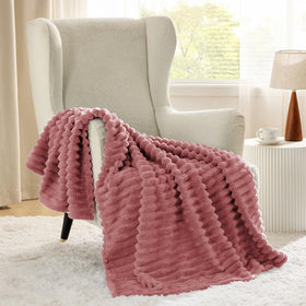 Bedsure GentleSoft striped fleece texture close-up highlighting plush softness.