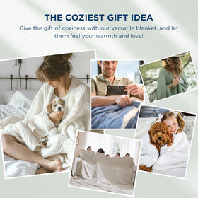 Bedsure Gentlesoft throw blanket folded on bed showing size and fabric