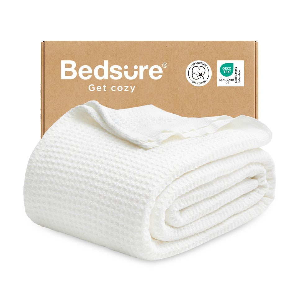 Bedsure Gentlesoft throw blanket texture closeup highlighting waffle weave softness