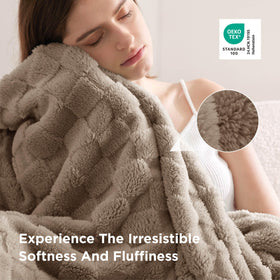 Bedsure Gentlesoft throw in brown tone to match modern decor