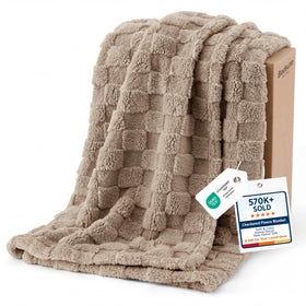 Bedsure Gentlesoft throw with checkered texture closeup showing plush warmth