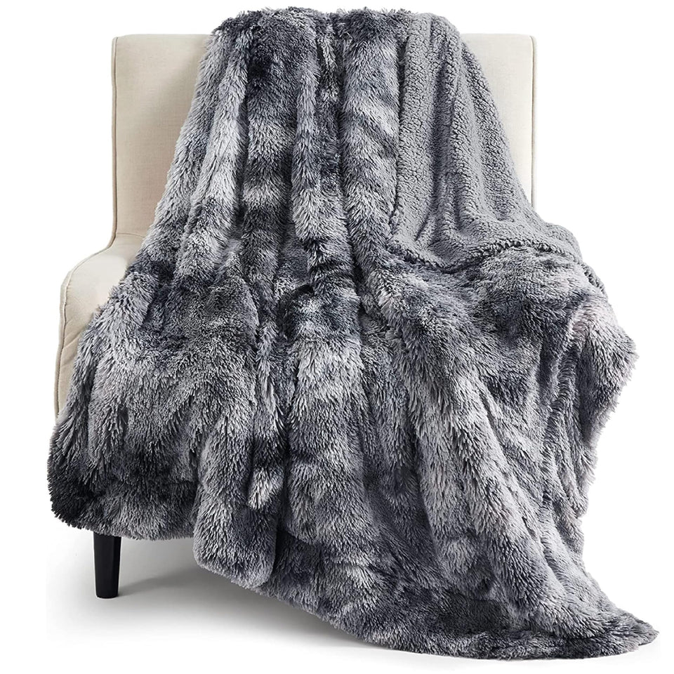 Bedsure GentleSoft throw on couch with plush fur for cozy evenings