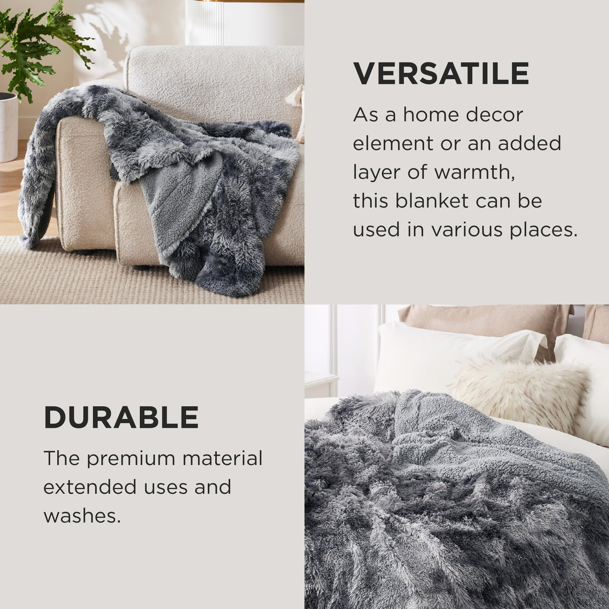 Bedsure GentleSoft tie-dye grey close-up showing modern decor appeal
