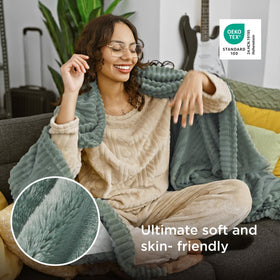 Bedsure GentleSoft blanket draped on bed, perfect for snuggling