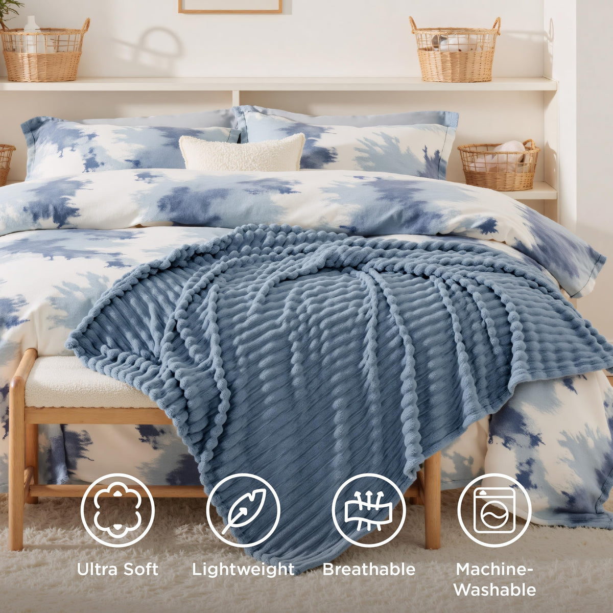 Bedsure GentleSoft twin blanket on bed for cozy layering and quick snuggles.
