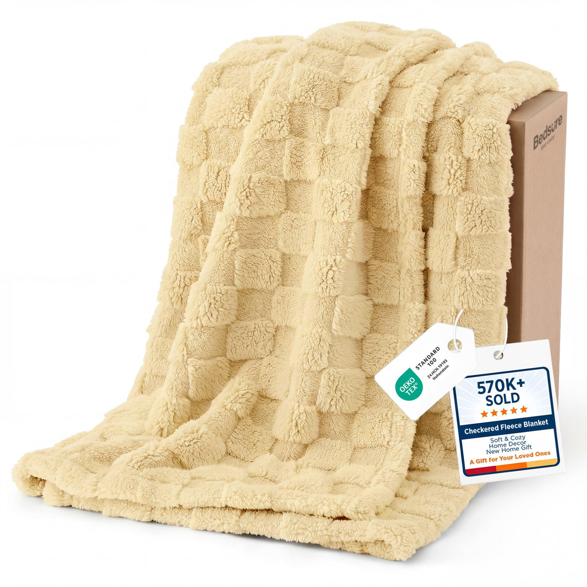 Bedsure GentleSoft yellow throw blanket on couch for cozy evenings