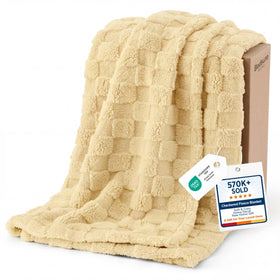 Bedsure GentleSoft yellow throw blanket on couch for cozy evenings