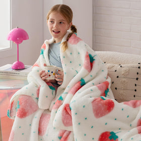 Bedsure gift-ready cozy blanket with strawberry print for girls or teens.
