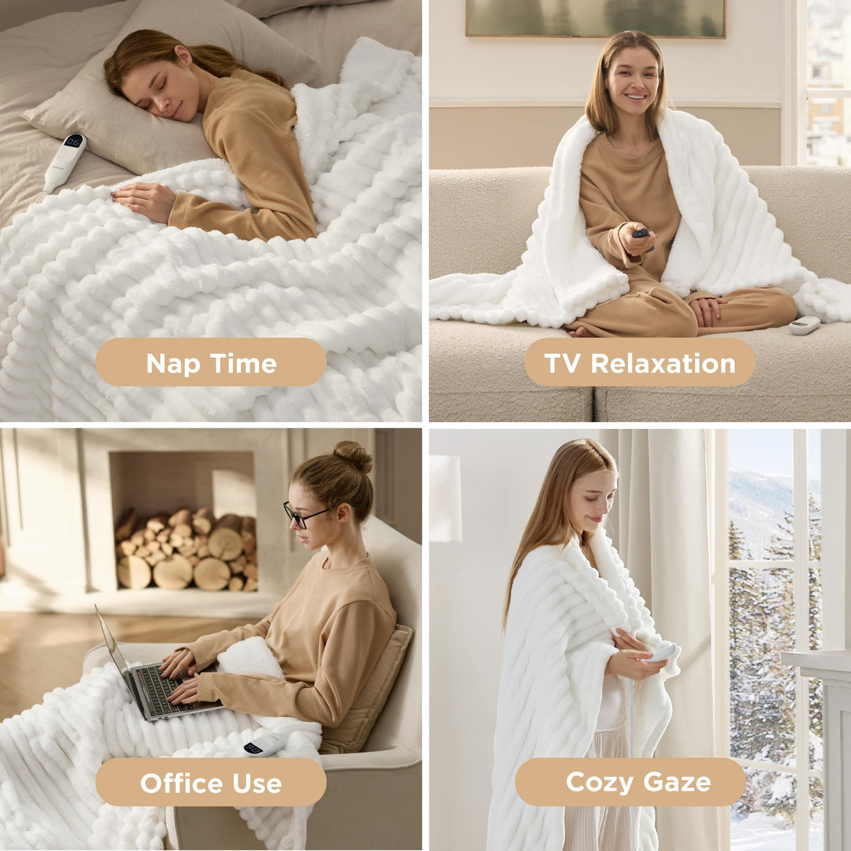 Bedsure white giftable blanket complements winter decor