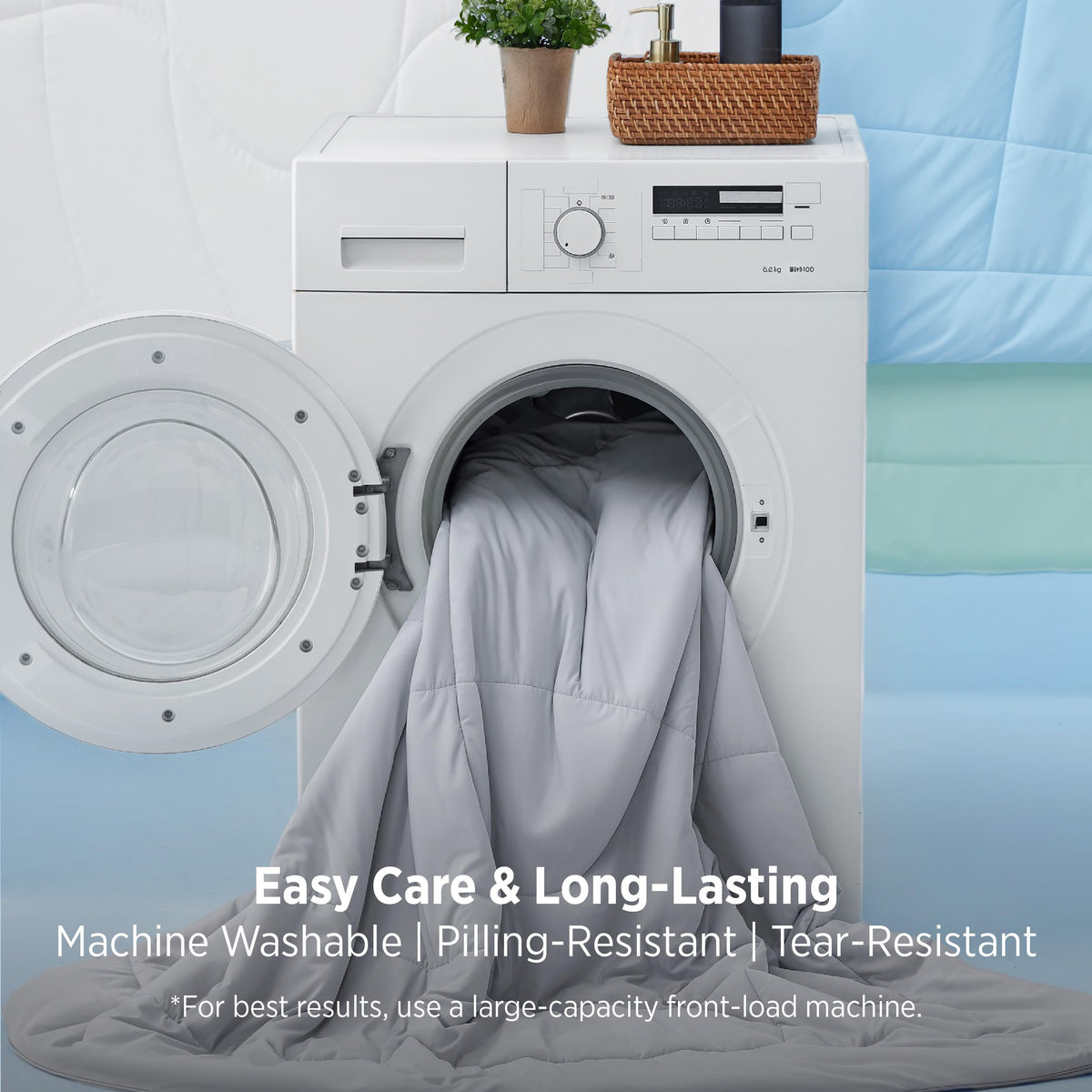 Bedsure gray king-size blanket blends with decor and stays breathable.