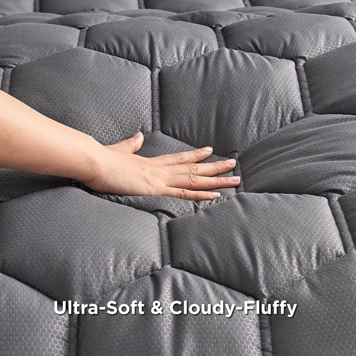 Bedsure Grey Twin XL Mattress Pad soft brushed cover for quiet, plush feel
