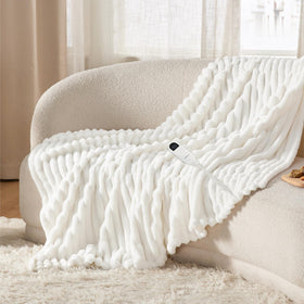 Bedsure heated blanket striped flannel top for cozy warmth