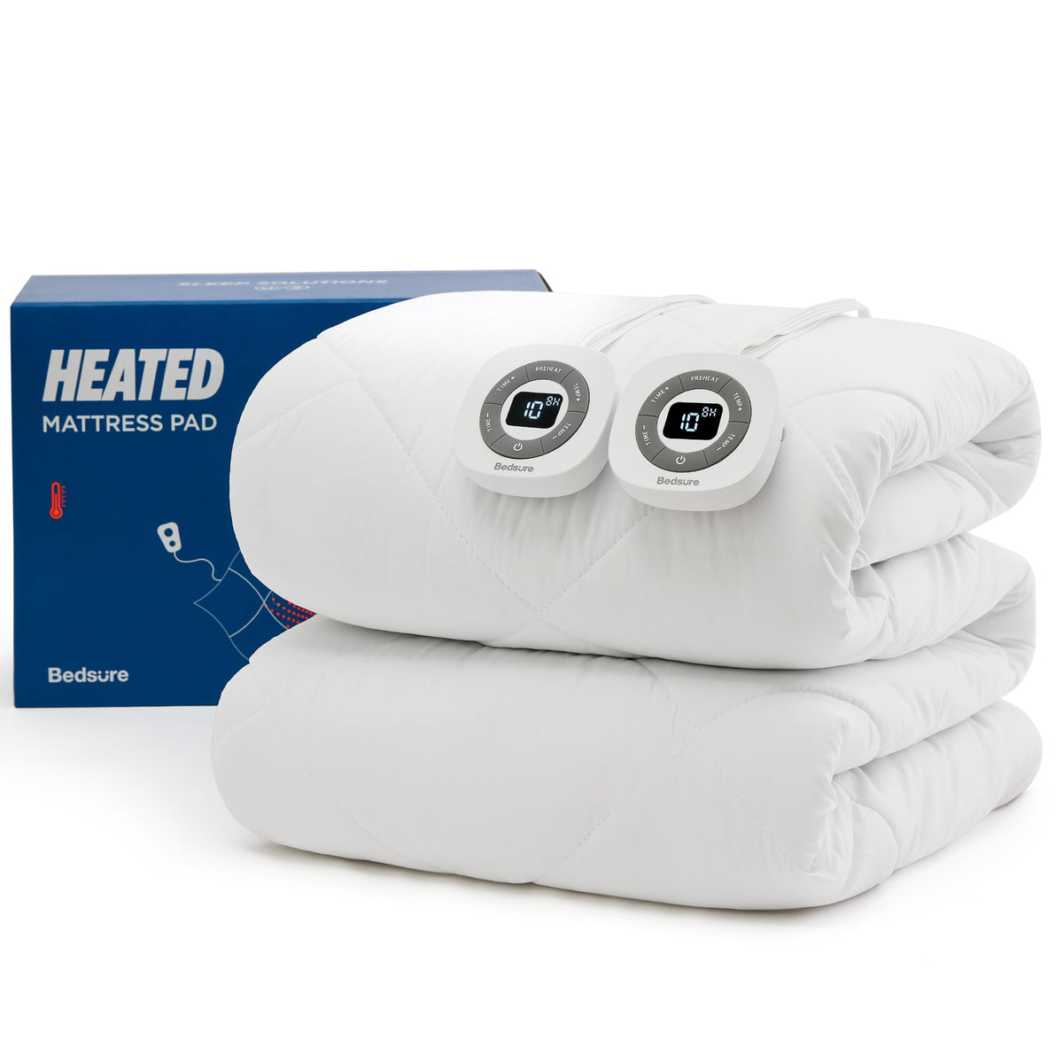 Bedsure Heated Mattress Pad King front view, cozy warmth on demand.