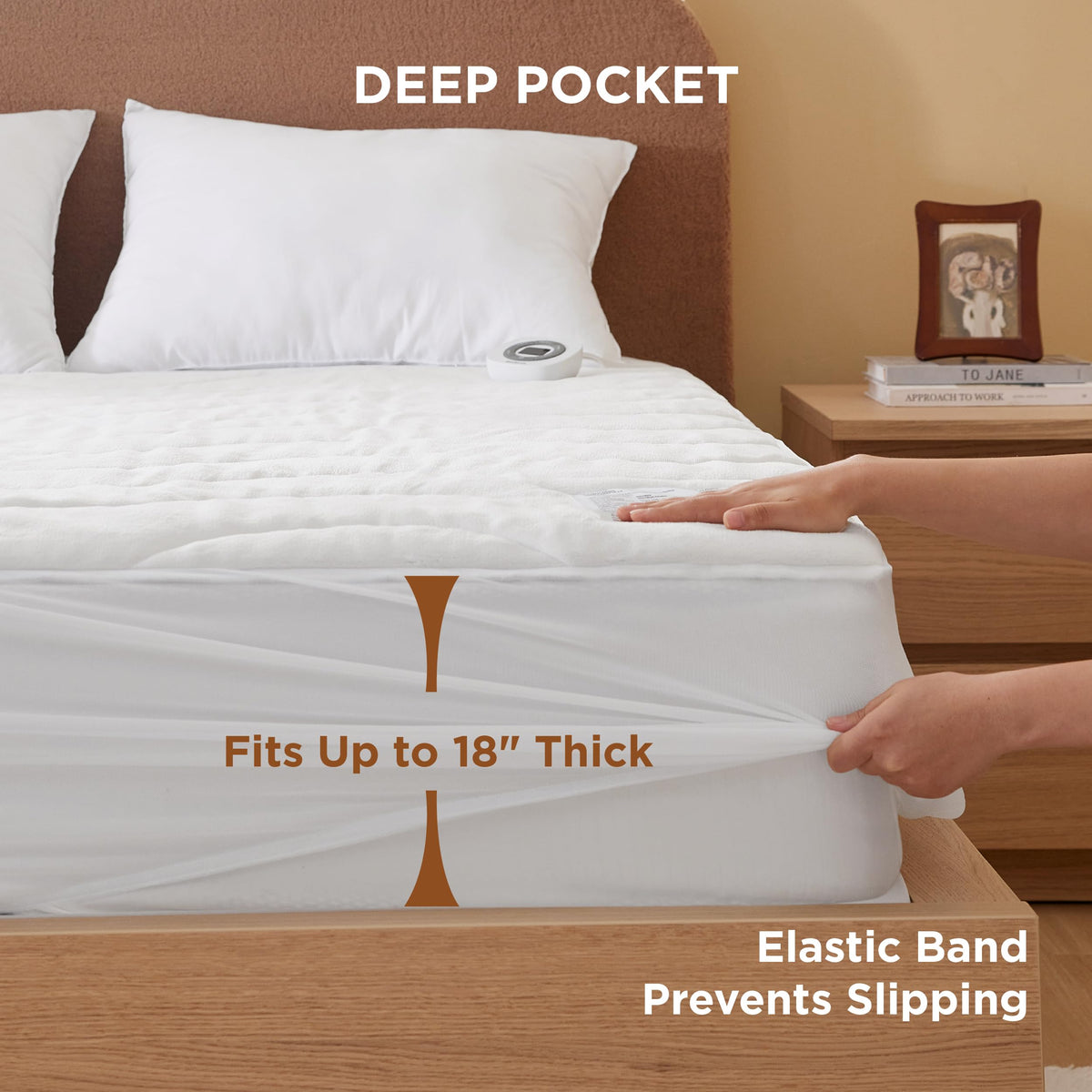 Bedsure heated mattress pad queen 60 by 80 inches fits standard beds.