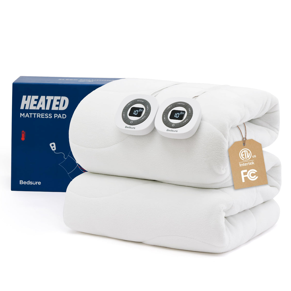Bedsure heated mattress pad queen top view showcasing even warmth for chilly nights.