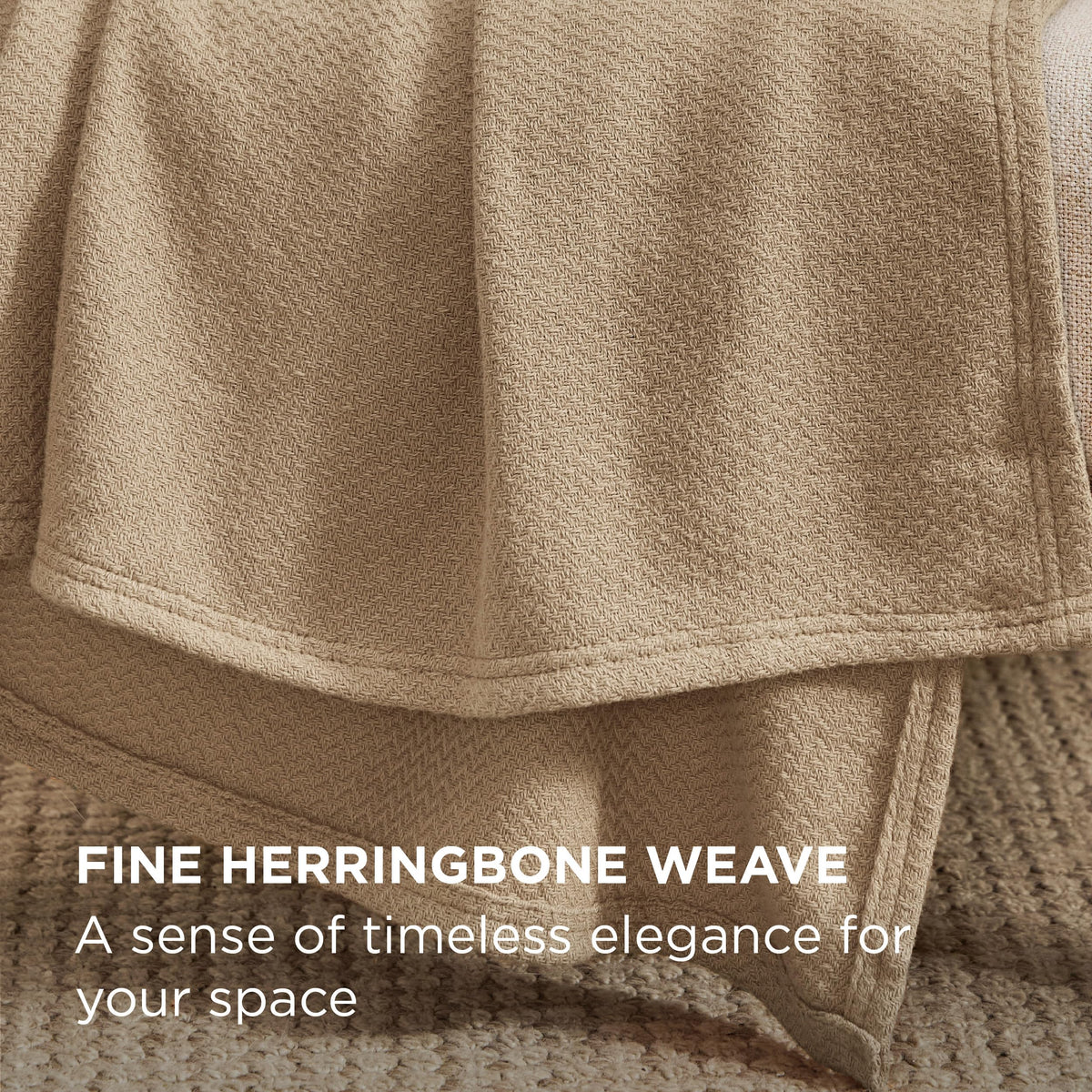 Closeup of Bedsure herringbone weave blanket texture