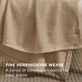 Closeup of Bedsure herringbone weave blanket texture