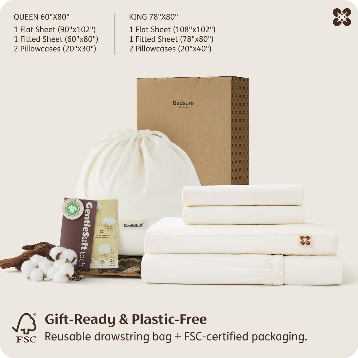 Bedsure ivory sateen bedding exudes luxury and hotel-quality elegance.