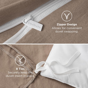 Bedsure khaki pillow sham close-up reveals soft breathable fabric.