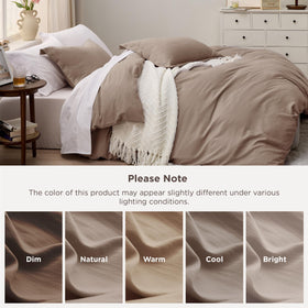 Bedsure khaki pillow sham pair in set demonstrates coordinated bedding look.
