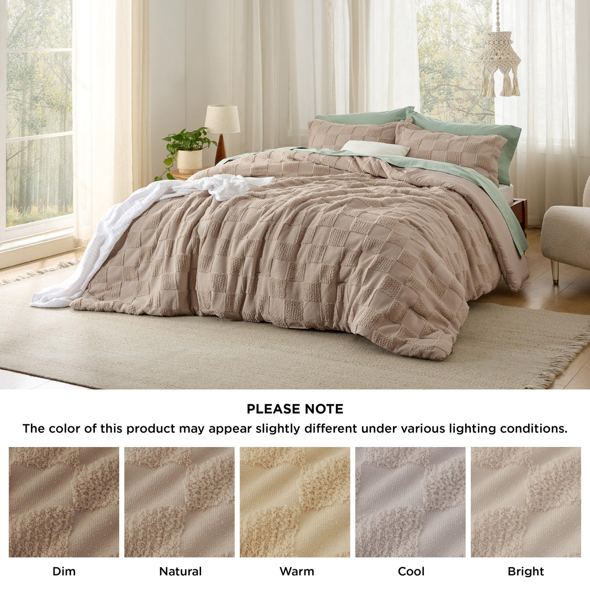 Bedsure Khaki Queen Comforter Care machine washable for easy upkeep.