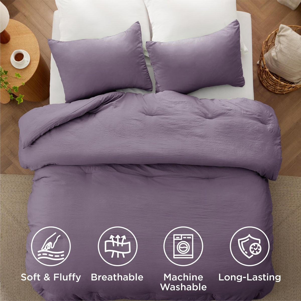 Bedsure king comforter all-season lightweight design for year-round comfort.