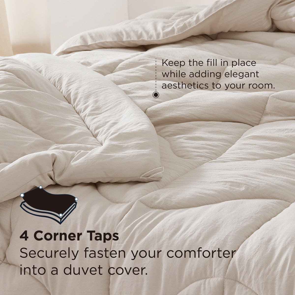 Bedsure king comforter machine washable for easy care.