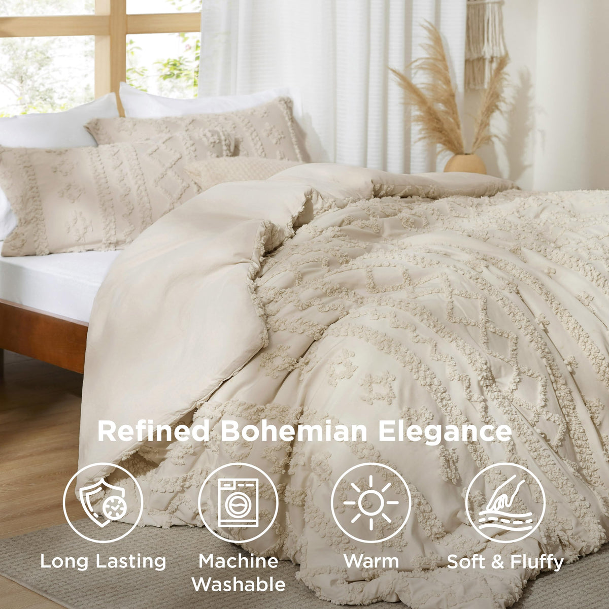 Bedsure king comforter with two shams brings a coordinated, complete look.