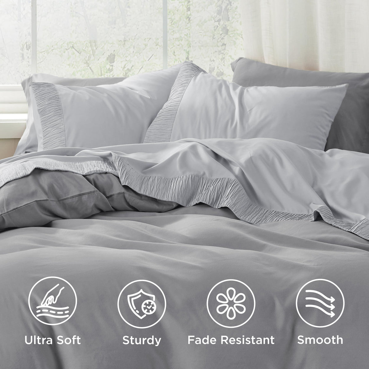 Bedsure king flat sheet draped smoothly, showcasing rich microfiber drape.