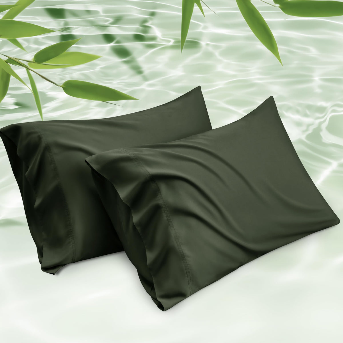Bedsure king olive-green pillowcase 20x36 with a smooth, breathable surface for cooler nights