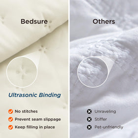 Bedsure king quilt cream in dorm room setup for versatile use