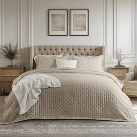Bedsure king quilt taupe softness close-up for ultra-soft comfort.