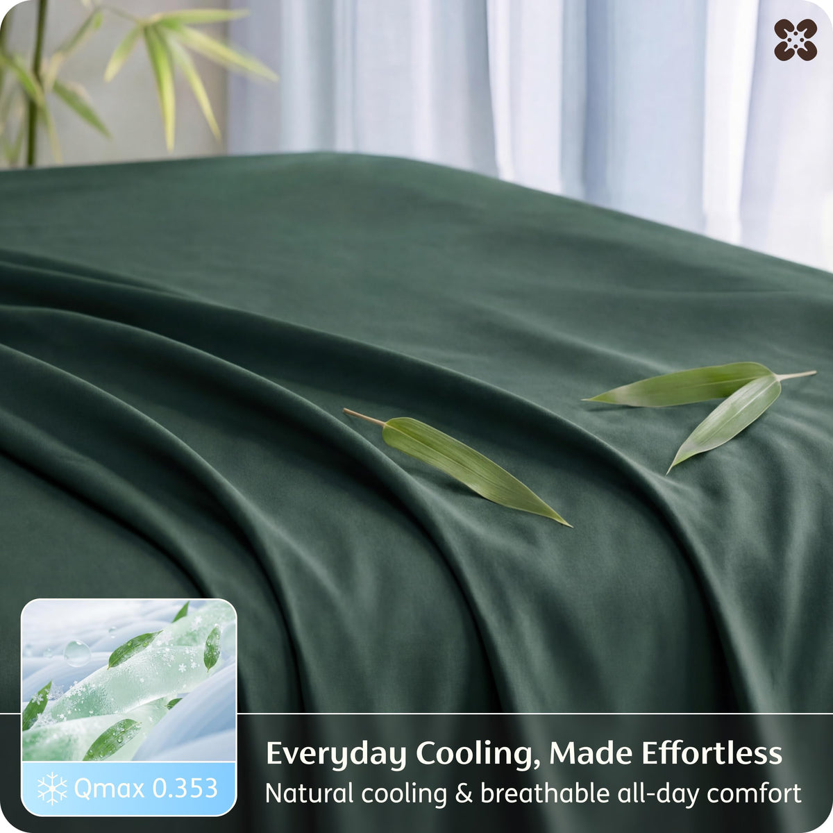 Bedsure bamboo-rayon fabric closeup shows silky texture and cool touch