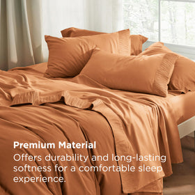 Bedsure dusty orange sheets add warm, vibrant tone to any bedroom setting.