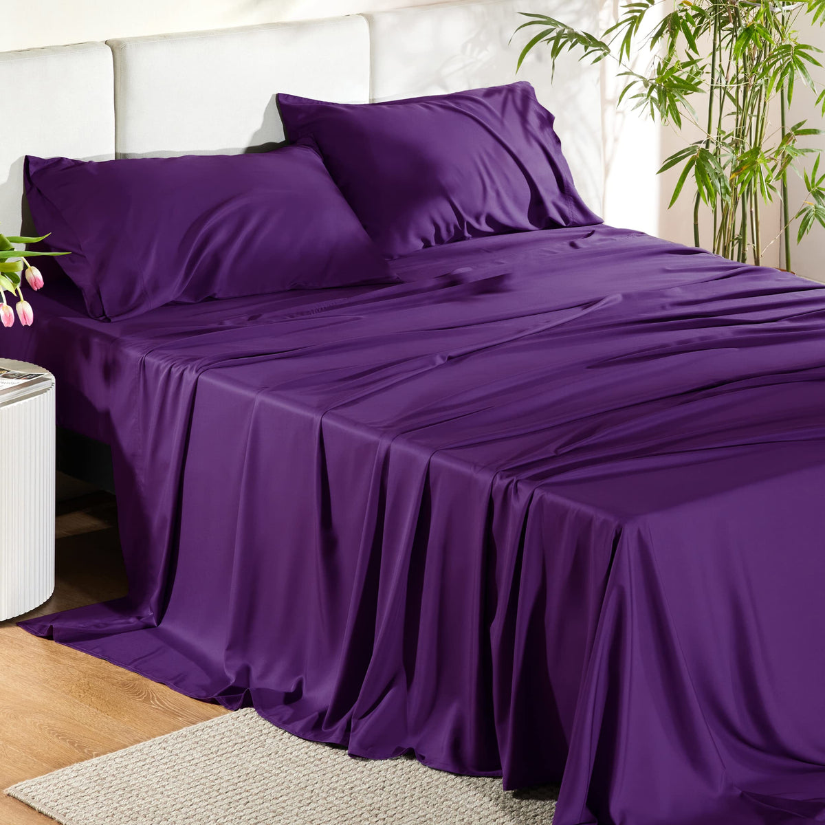 Bedsure king-size sheets flat sheet with breathable feel for cool nights.