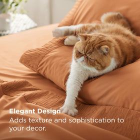 Bedsure ruched-hem detail on pillowcase adds a refined border to bedding.