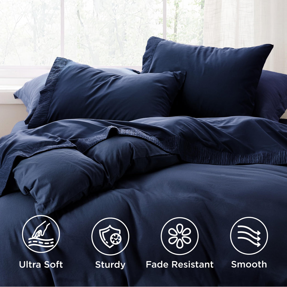 Bedsure king size fitted sheet close up emphasizing deep pocket design for secure fit