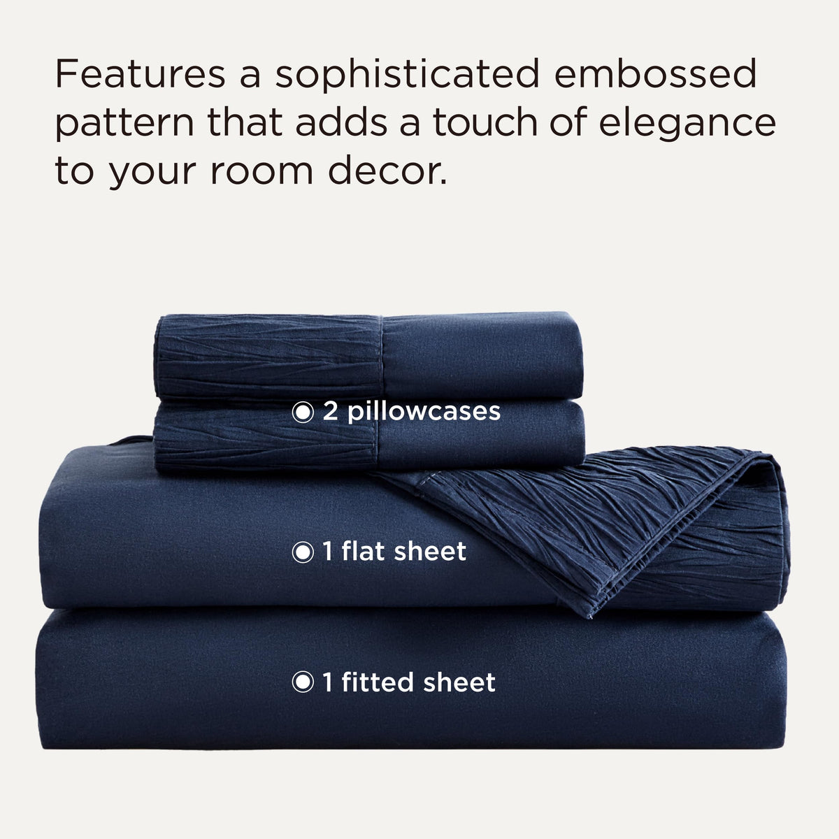Bedsure king size sheets set pillowcase close up shows ruched edge detail for premium bedroom style