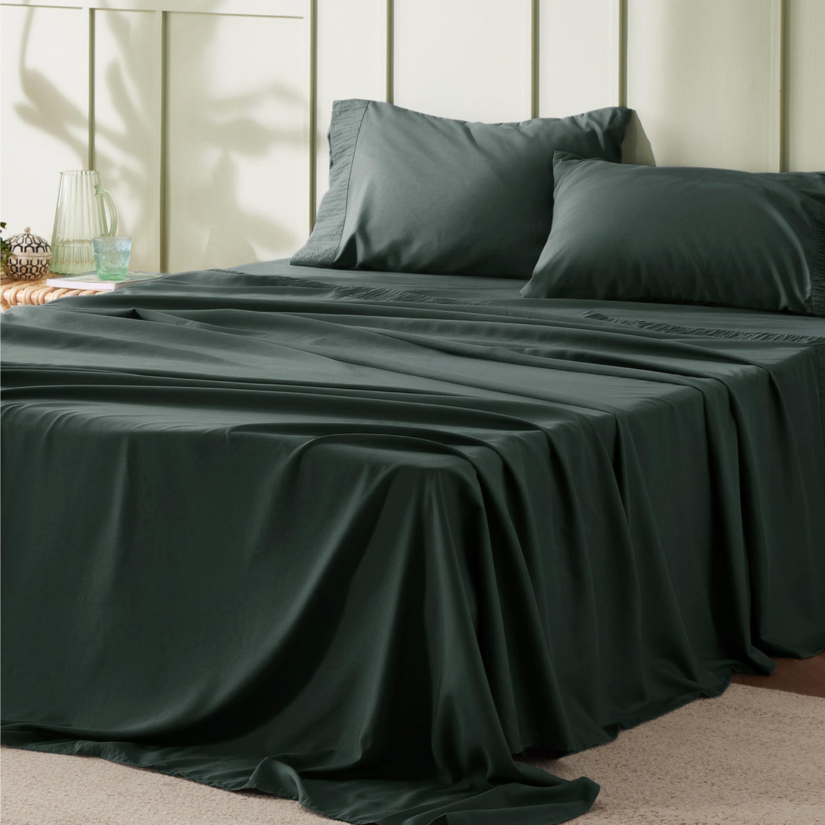 Bedsure king sheets set showcases soft texture for cool, comfortable nights.