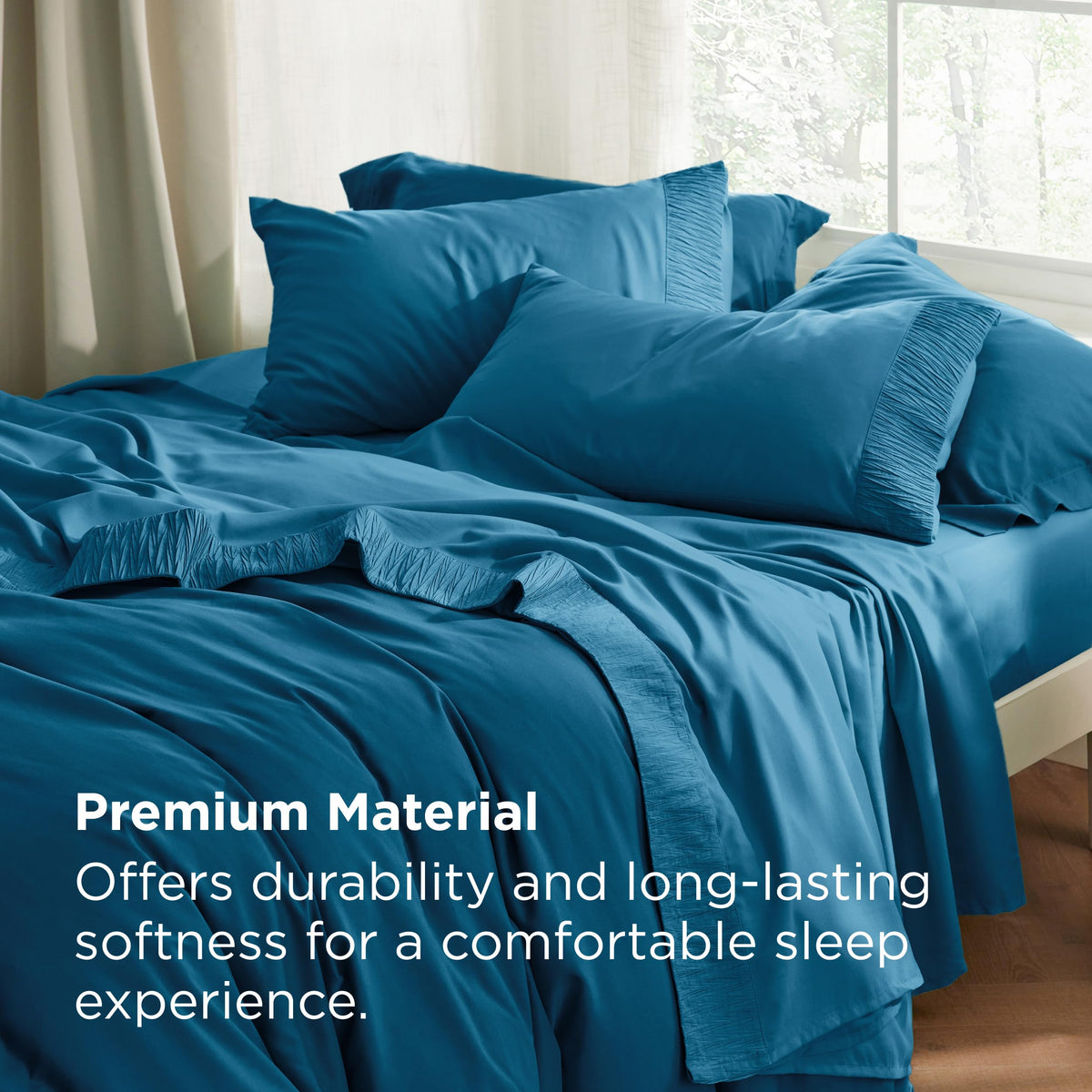Bedsure king sheet with elastic all around to stay in place.
