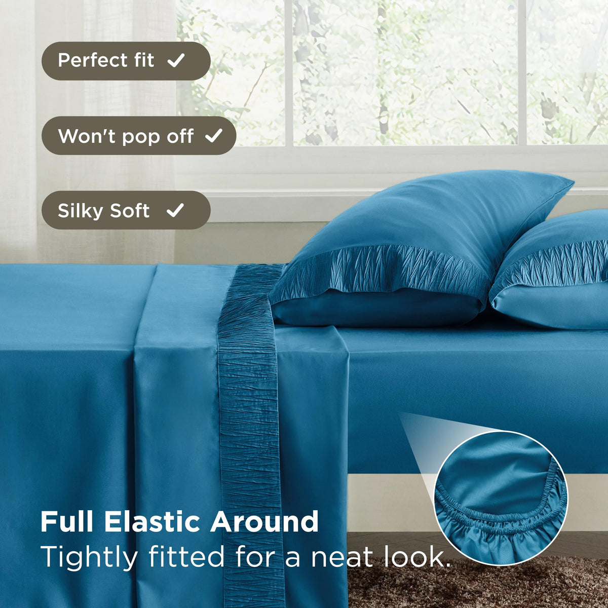 Bedsure king pillowcases with oversized pockets prevent pillows from poking out.