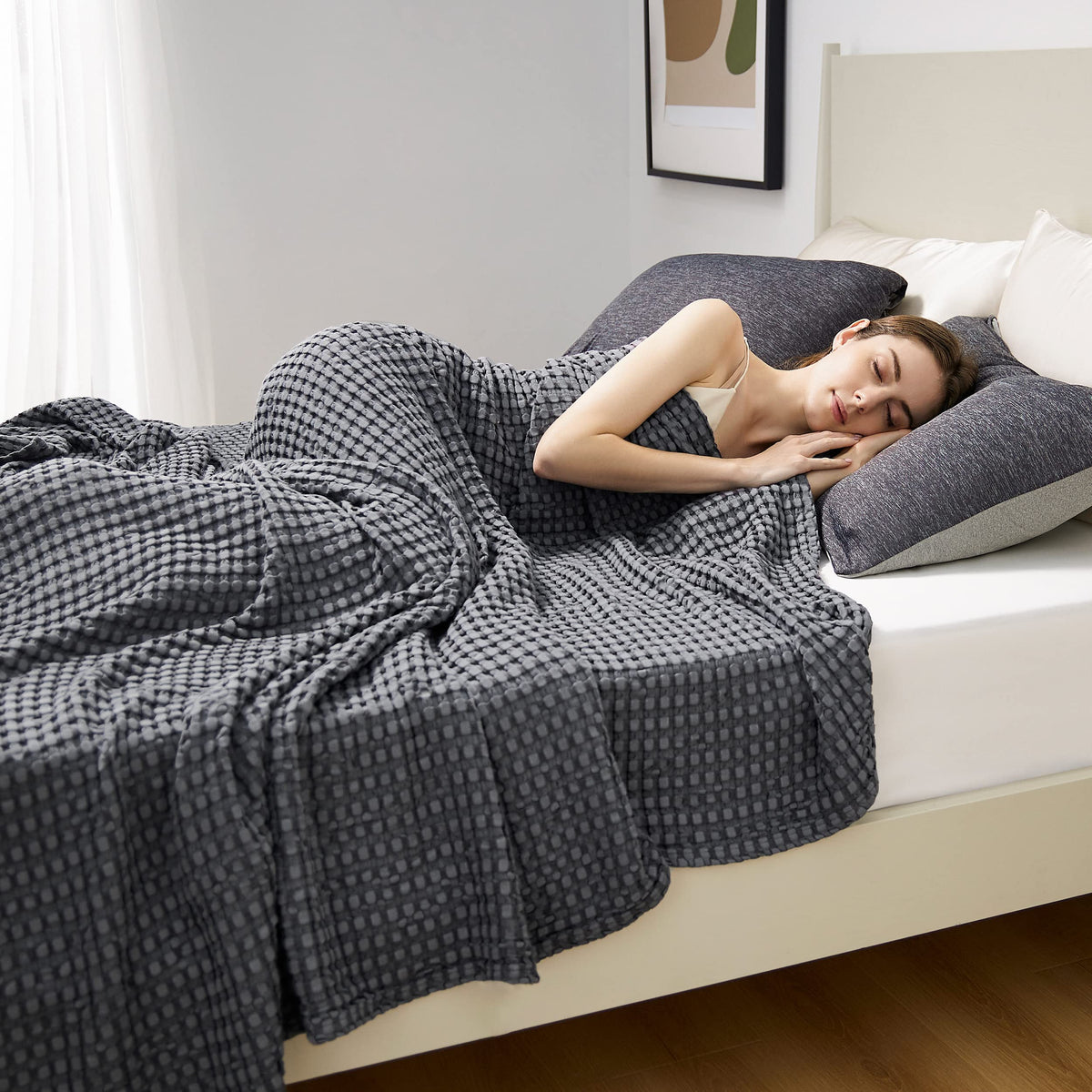 Bedsure king blanket draped in a cozy living room setup.