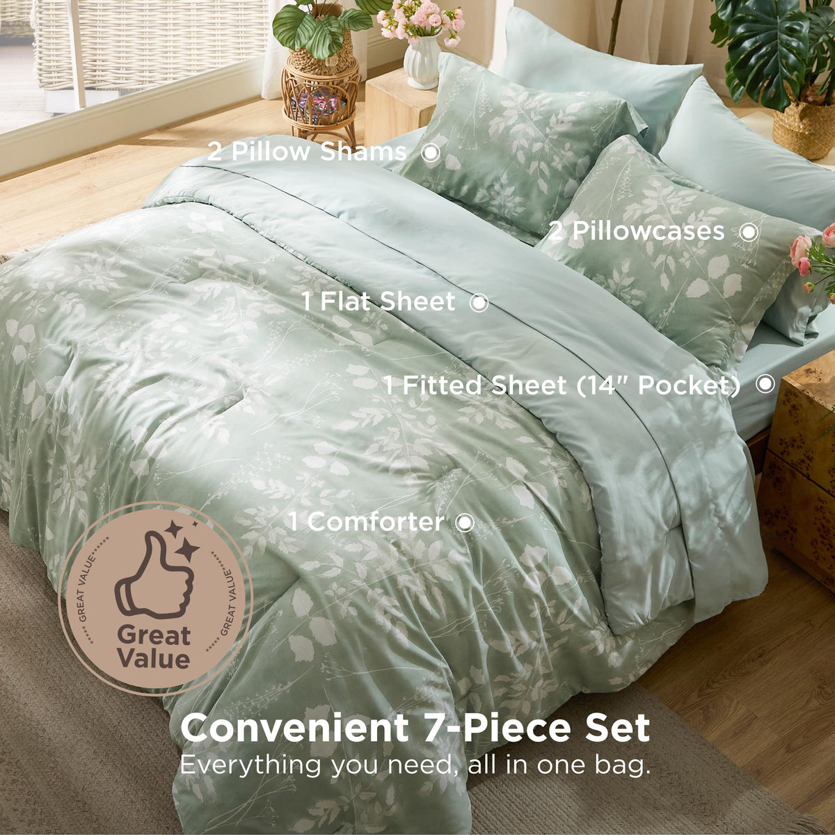 Bedsure king size comforter set folded display for bed makeover ideas.