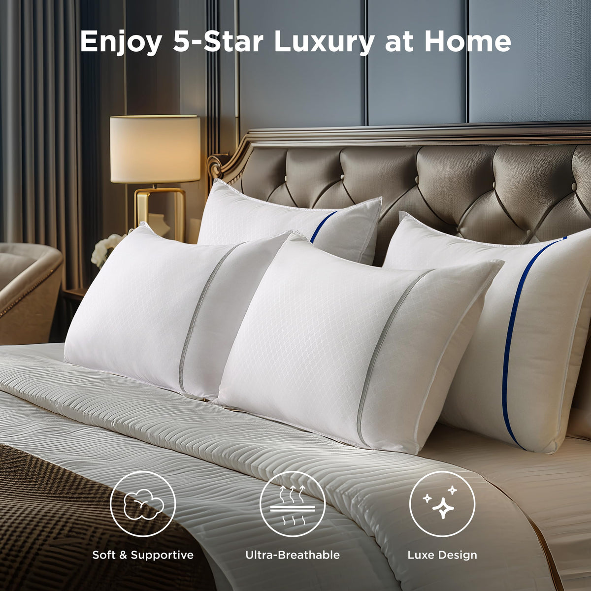 Bedsure king-size pillow showing spiral and hollow-fiber fill for balanced support.