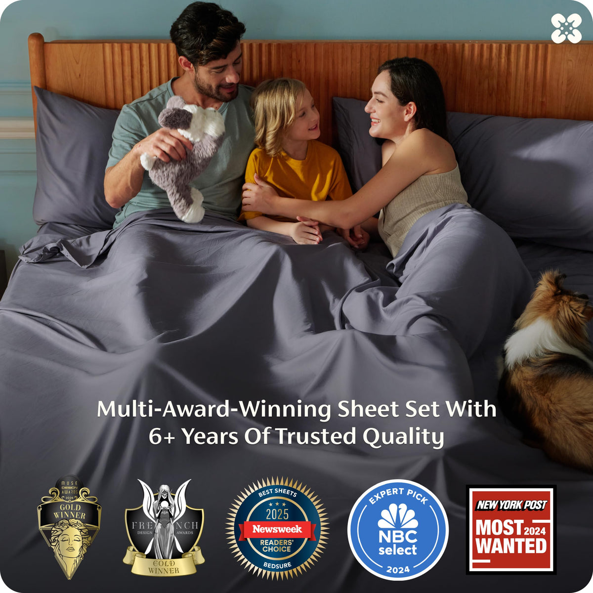 Bedsure king-size sheet set in charcoal includes everything for a neat bed setup.