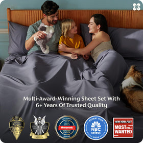 Bedsure king-size sheet set in charcoal includes everything for a neat bed setup.
