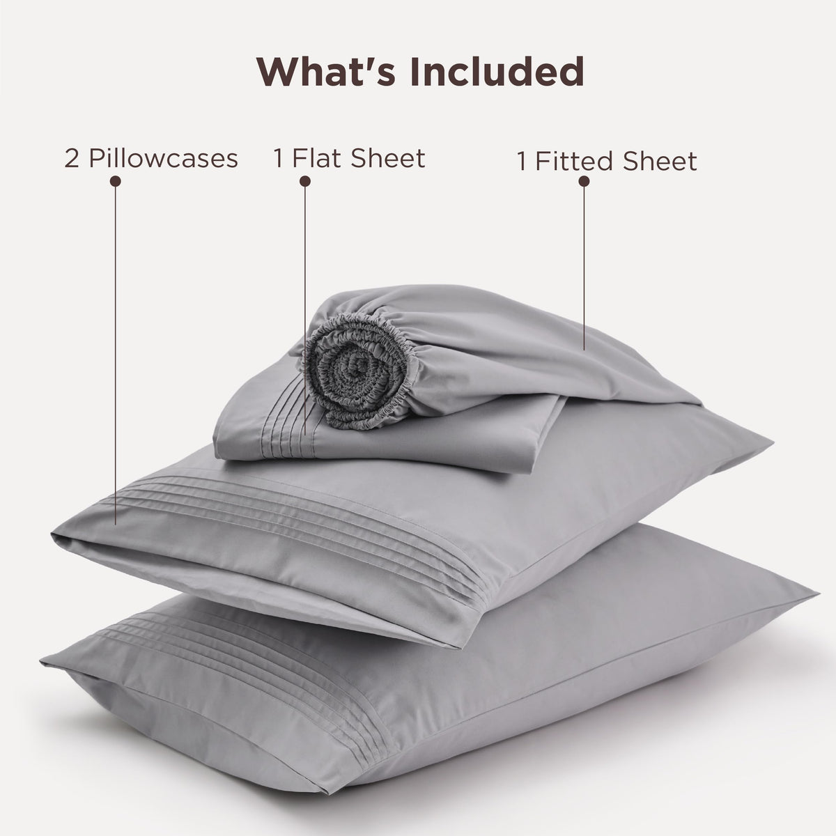 Bedsure light grey sheets with moisture-wicking comfort.