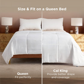 Bedsure lightweight queen comforter provides breathable 150 GSM down-alternative for summer sleep.
