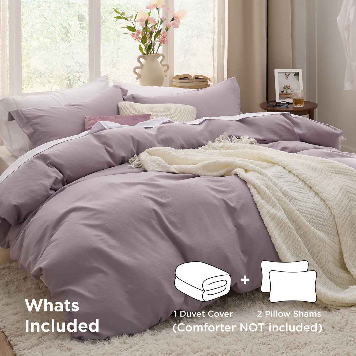 Bedsure lilac purple pillow shams 20x36, coordinated bed refresh